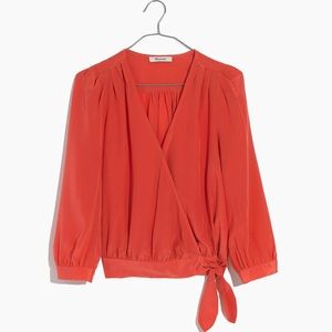 madewell - Silk wrap top